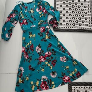Zara Floral Teal Dress